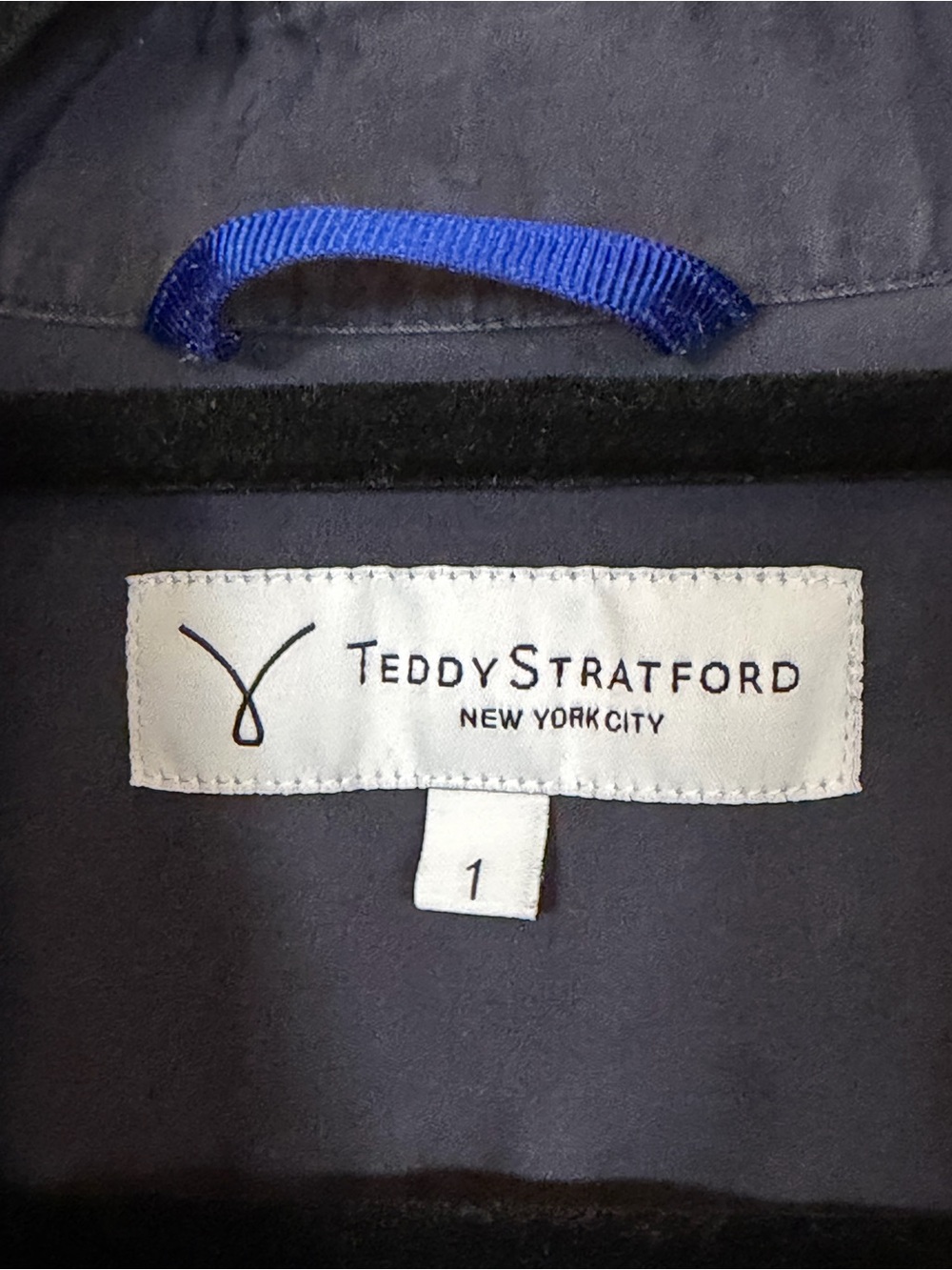 Teddy Stratford Zip Fit Shirt Men’s S Size 1 Navy Blue Cotton Button Down - Picture 3 of 7